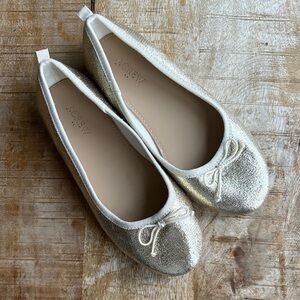 Crewcuts Girls Gold Flats with Bow size 2